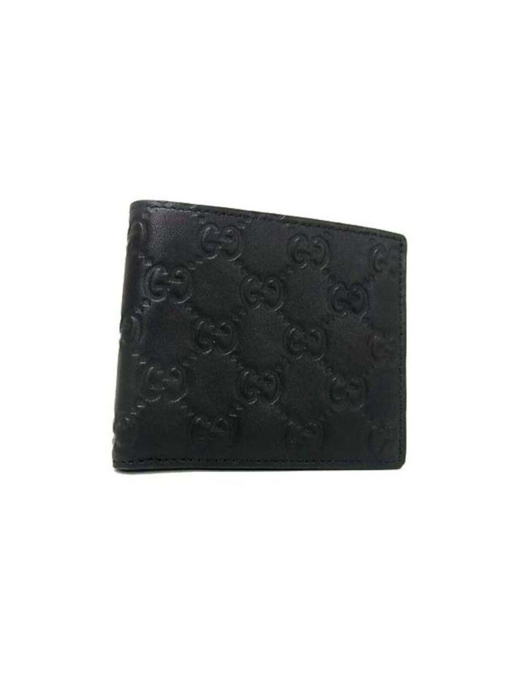 Gucci Guccissima Leather Bifold Wallet Billfold Card Case Black